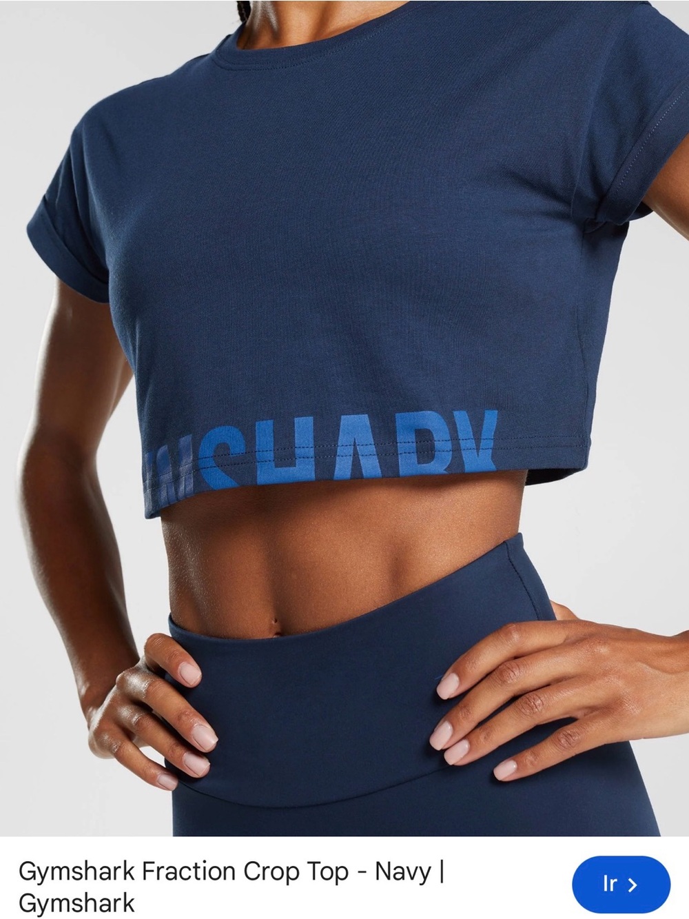 Gymshark Navy Crop Top with Subtle Logo